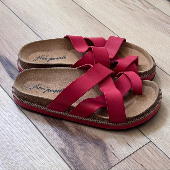 Free People Red Flats with Crisscross Straps - Picture 3 of 6